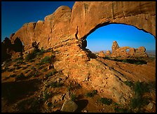 Windows with view of Turret Arch from opening. Arches National Park, Utah, USA. (color)