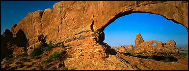 Arch through natural window opening. Arches National Park (Panoramic color)