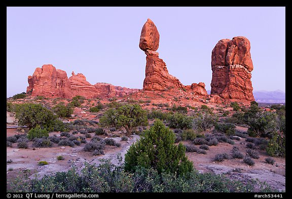 Balanced rock and other rock formations. Arches National Park, Utah, USA.