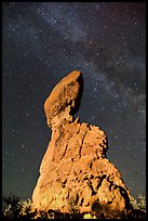 Balanced rock and Milky Way. Arches National Park, Utah, USA. (color)