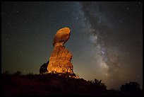 Balanced rock and stars. Arches National Park, Utah, USA.