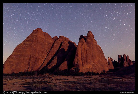 Fins at night with Milky Way. Arches National Park (color)