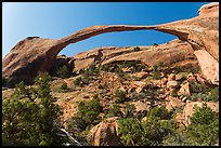 Landscape Arch with fallen rocks. Arches National Park, Utah, USA. (color)