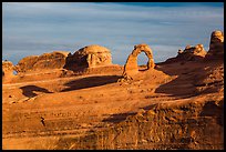 Delicate Arch and Frame Arch, early morning. Arches National Park, Utah, USA. (color)