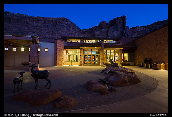 Visitor Center at dawn. Arches National Park, Utah, USA.