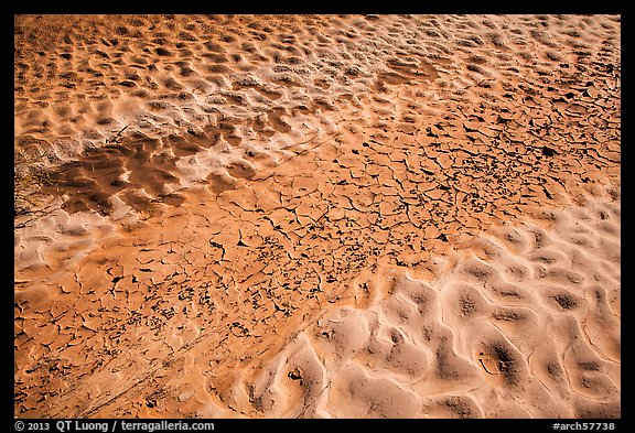 Sand and mud patterns, Courthouse Wash. Arches National Park, Utah, USA.