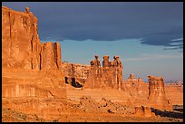 Three Gossips and Courthouse towers, early morning. Arches National Park ( color)
