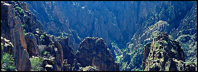 Spires inside canyon. Black Canyon of the Gunnison National Park (Panoramic color)