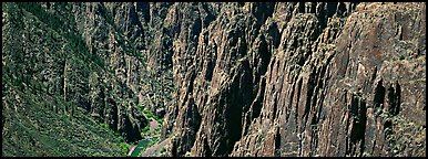 Spires and vertical rock walls. Black Canyon of the Gunnison National Park (Panoramic color)