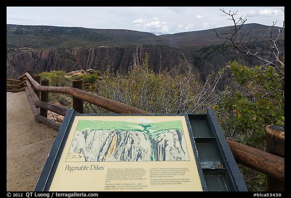 Interpretive sign. Black Canyon of the Gunnison National Park, Colorado, USA.