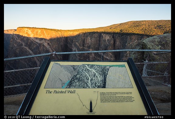 Painted Wall interpretive sign. Black Canyon of the Gunnison National Park, Colorado, USA.
