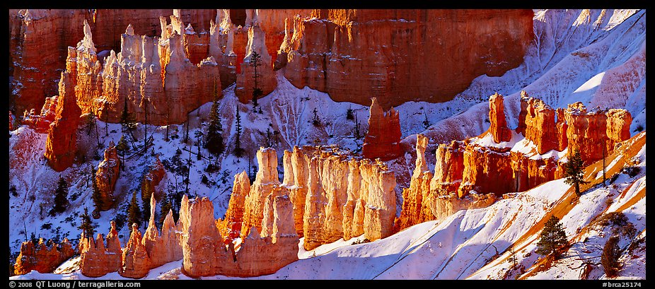 Hoodoos and snowy slopes, early morning. Bryce Canyon National Park (color)