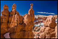 Capped hoodoos and amphitheatre. Bryce Canyon National Park ( color)