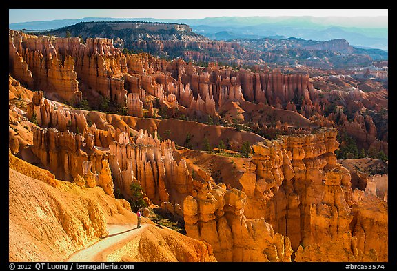 Park visitor looking from Navajo trail. Bryce Canyon National Park (color)