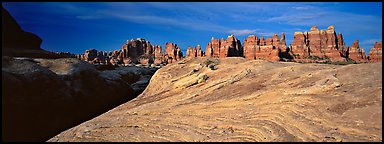 Swirls and sandstone pinnacles, Needles District. Canyonlands National Park (Panoramic color)