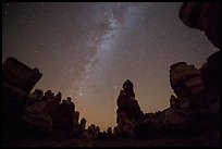 Dollhouse pinnacles and Milky Way, Maze District. Canyonlands National Park ( color)