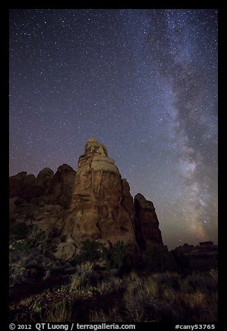 Doll House spires and Milky Way. Canyonlands National Park (color)