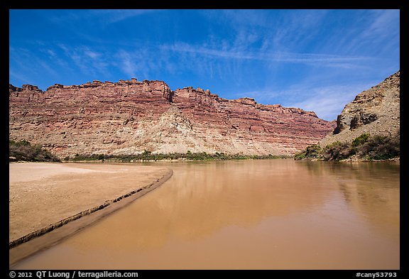 Colorado River and shore near its confluence with Green River. Canyonlands National Park (color)