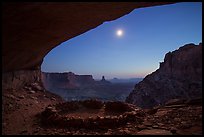 False Kiva and moon at night. Canyonlands National Park ( color)