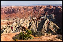 Person looking, Upheaval Dome. Canyonlands National Park, Utah, USA. (color)