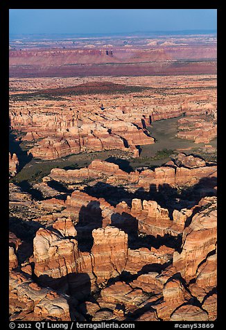 Aerial view of spires and canyons, Needles. Canyonlands National Park (color)