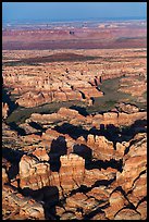 Aerial view of spires and canyons, Needles. Canyonlands National Park, Utah, USA. (color)