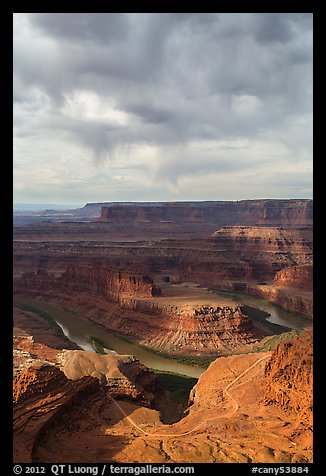 Gooseneck and stormy sky with virgas. Canyonlands National Park (color)