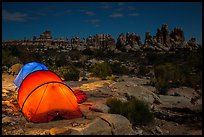 Tents at night in the Dollhouse. Canyonlands National Park ( color)