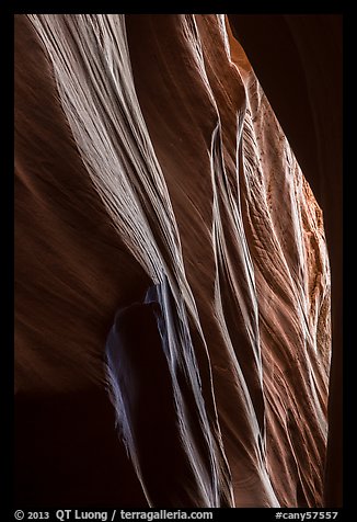 Sandstone carved by water, High Spur slot canyon, Orange Cliffs Unit, Glen Canyon National Recreation Area, Utah. USA