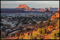 Maze and Elaterite Butte at sunset. Canyonlands National Park, Utah, USA. (color)