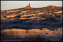 Maze and Chimney Rock at sunset, land of Standing rocks. Canyonlands National Park ( color)