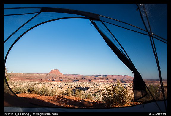 View from inside tent at Standing Rock camp. Canyonlands National Park (color)