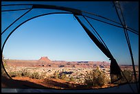 View from inside tent at Standing Rock camp. Canyonlands National Park ( color)
