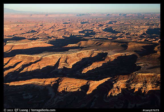 Aerial View of Maze District, Island in the sky in background. Canyonlands National Park (color)