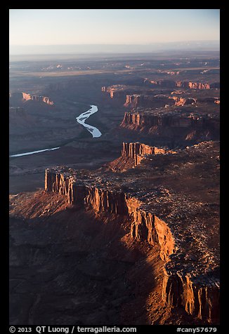 Aerial View of cliffs bordering Green River. Canyonlands National Park (color)
