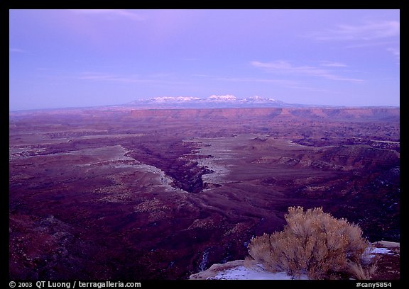 Side Gorge seen from Grand View Point, dusk, Island in the Sky. Canyonlands National Park (color)