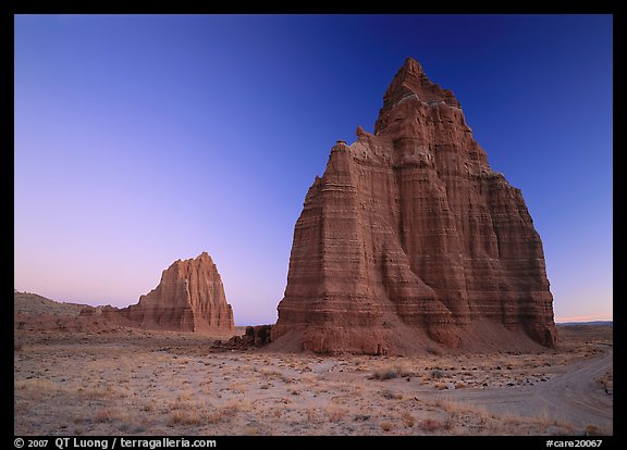 Temples of the Sun and Moon, dawn. Capitol Reef National Park (color)
