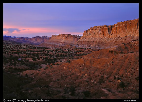 Waterpocket fold cliffs at dusk. Capitol Reef National Park (color)