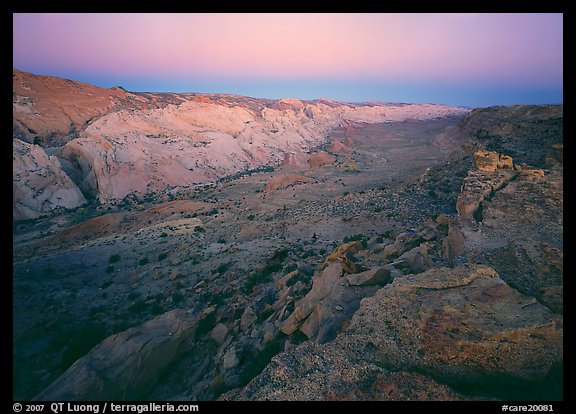 Waterpocket fold from Halls Creek overlook, dawn. Capitol Reef National Park (color)