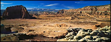 Vast desert landscape, Cathedral Valley. Capitol Reef National Park (Panoramic color)