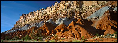 Multi-colored cliffs of Waterpocket Fold. Capitol Reef National Park (Panoramic color)