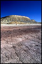 Bentonite Badlands and cliffs, Nottom Bullfrog Road. Capitol Reef National Park, Utah, USA. (color)