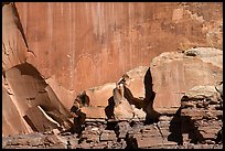 Sandstone wall with Fremont petroglyps. Capitol Reef National Park ( color)