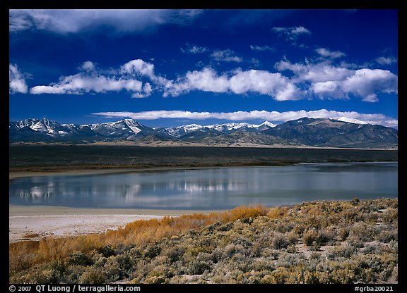 Sagebrush, lake, and Snake Range. Great Basin  National Park (color)