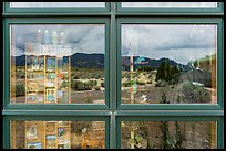 Snake Range, Great Basin Visitor Center window reflexion. Great Basin National Park ( color)