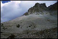 Peak, talus, and clouds. Great Basin National Park, Nevada, USA. (color)