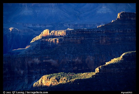 Ridges from Bright Angel Point, sunrise. Grand Canyon National Park, Arizona, USA.