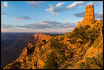 Indian Watchtower and canyon at sunset. Grand Canyon National Park, Arizona, USA. (color)
