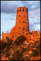 Desert watchtower with tourists at sunset. Grand Canyon National Park, Arizona, USA. (color)