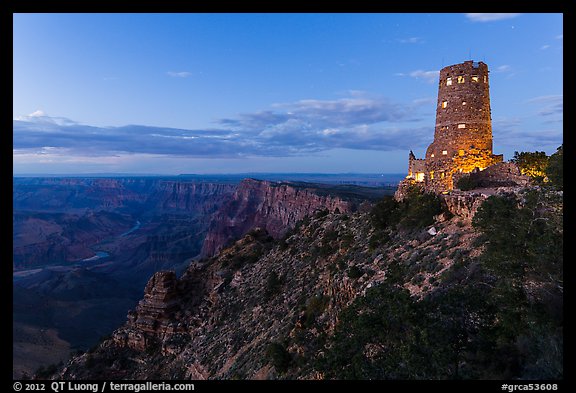 Watchtower and Desert View at dusk. Grand Canyon National Park (color)